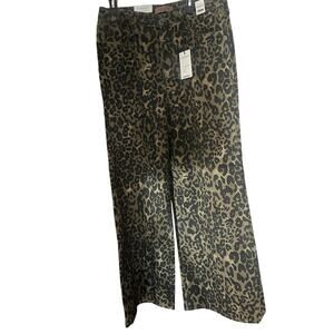 NWT Judy Blue High Waist Retro Leopard Wide Leg Denim Jeans Size 18